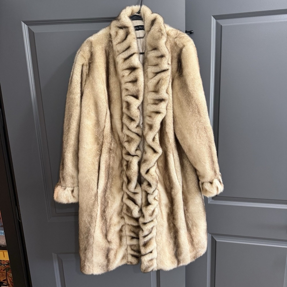 Vintage Pamela McCoy Faux Fur Swing Coat Womens 1X Luxurious